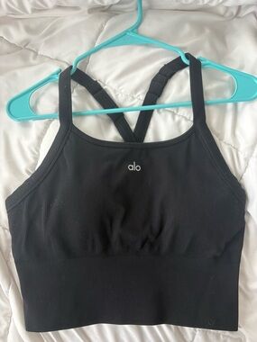 Alo Women’s Black Ribbed Tank Bra